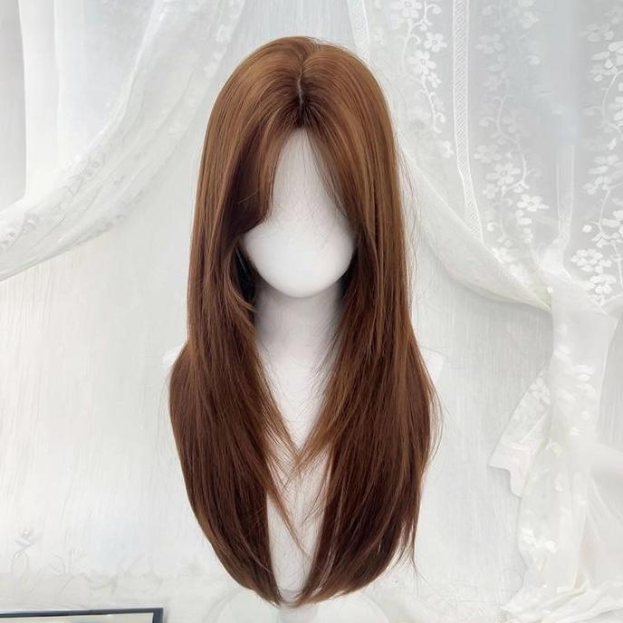 Wig daily Layer/Wig korean style/Rambut wig wanita/wig tanpa poni/Wig wanita full kepala/Wig naturaa