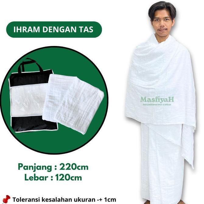 Terjangkau Kain Ihram Dewasa Kain Ihrom Dewasa Kain Ihram+Tas Kain Ihram Putih Polos Perlengkapan Ha