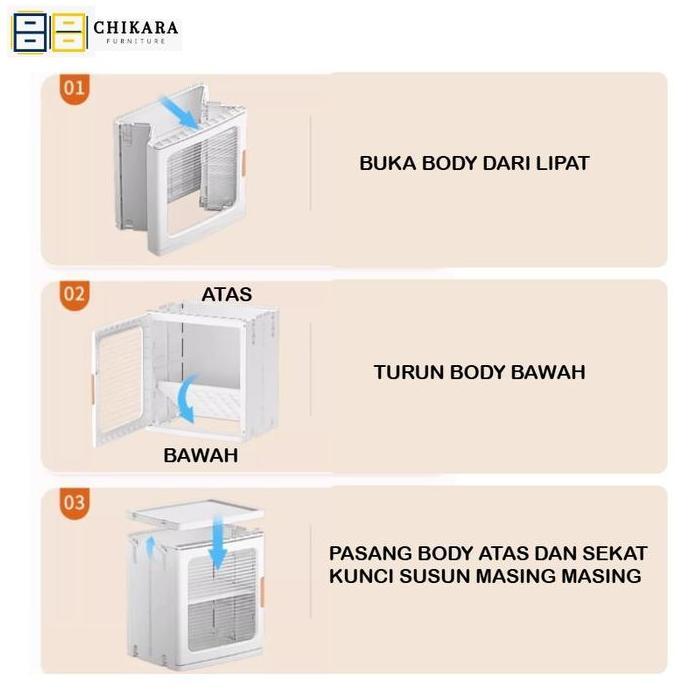 Ultitime- Chikara Lemari Lipat Susun Plastik Oleora Lemari Pakaian Plastik Serbaguna Lemari Portable