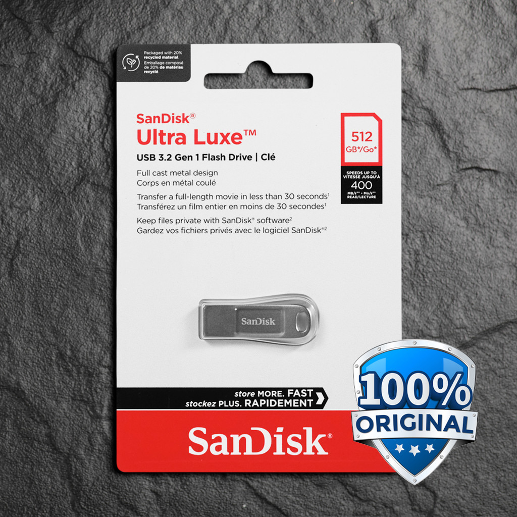 USB Flashdisk USB 3.2 Gen 1 512GB Silver SDCZ74-512G SDCZ74 SanDisk Ultra Luxe