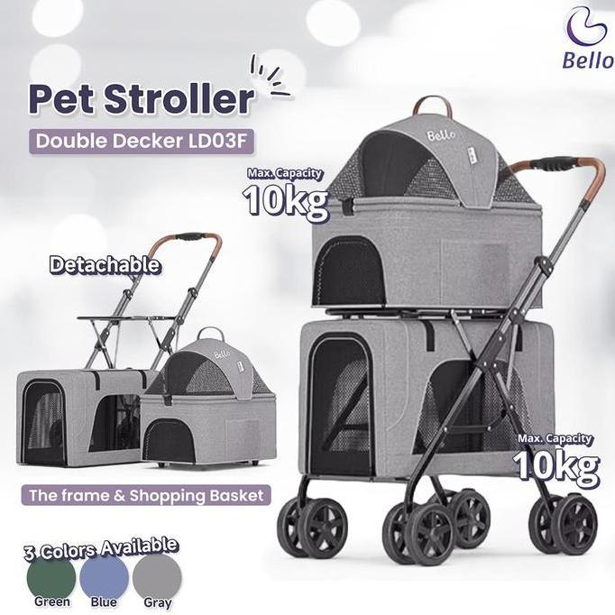 BELLO Pet Stroller Detachable Double Decker LD03F