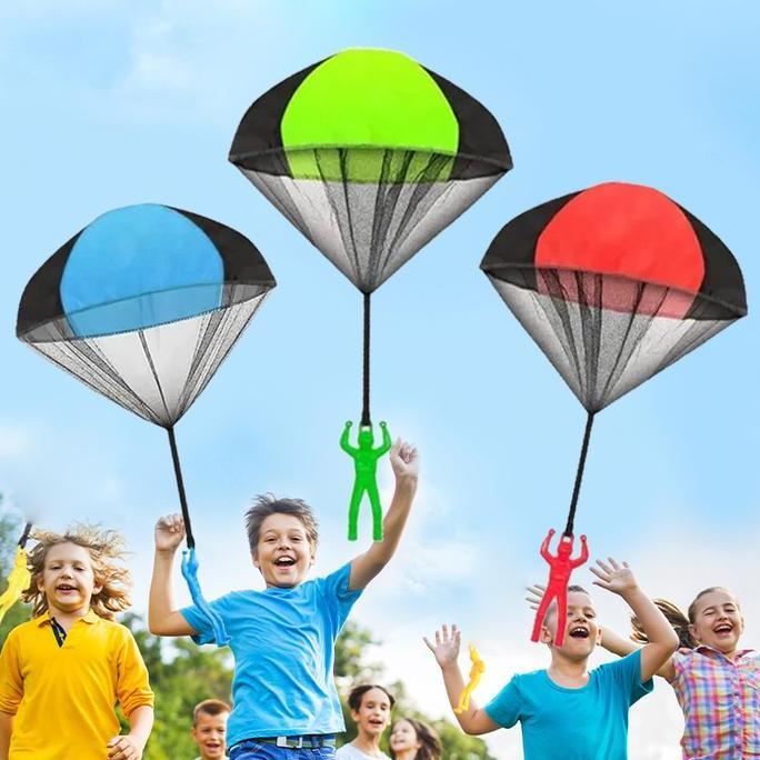 TEKNOWERN 3pcs Mainan Anak Terjun Payung Mainan Payung Terjun Mainan Parasut Anak