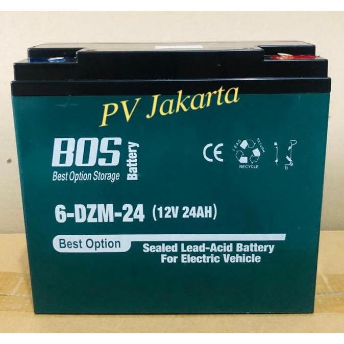 Aki Sepeda Listrik BOS 6-DZF-20 / 6-DZF-24 / 6-DZM-24  (12V 20 / 24Ah) BARU