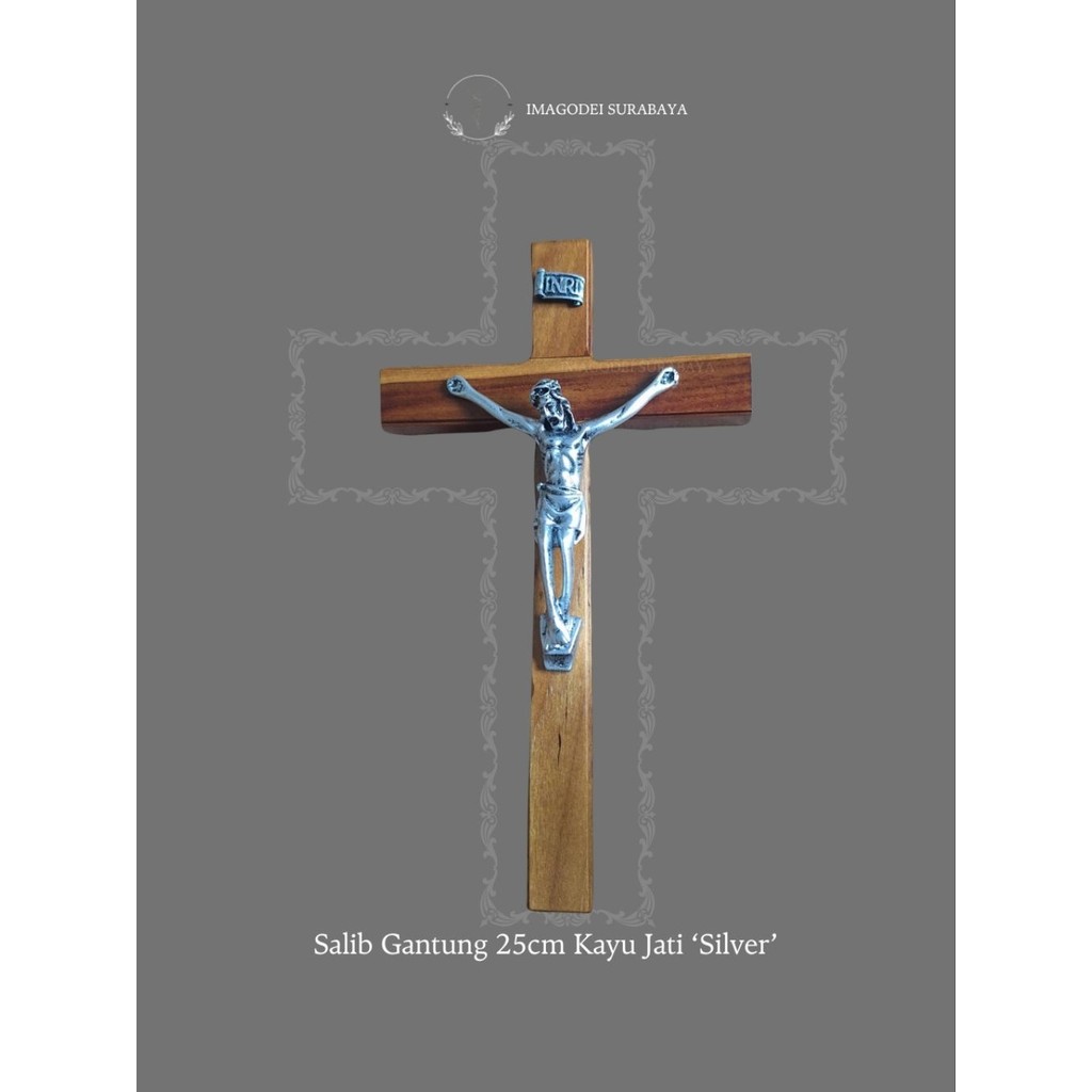 Salib KATOLIK  Kayu Jati 25cm /Salib Katolik  Kayu Jati 25 cm