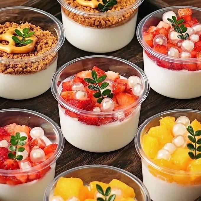 Varardiga - 50Pcs Jelly Cup Puding Cup Puding Gelas Jelly + Tutup 120Ml / Cup Agar-Agar/Gudir Kotak 