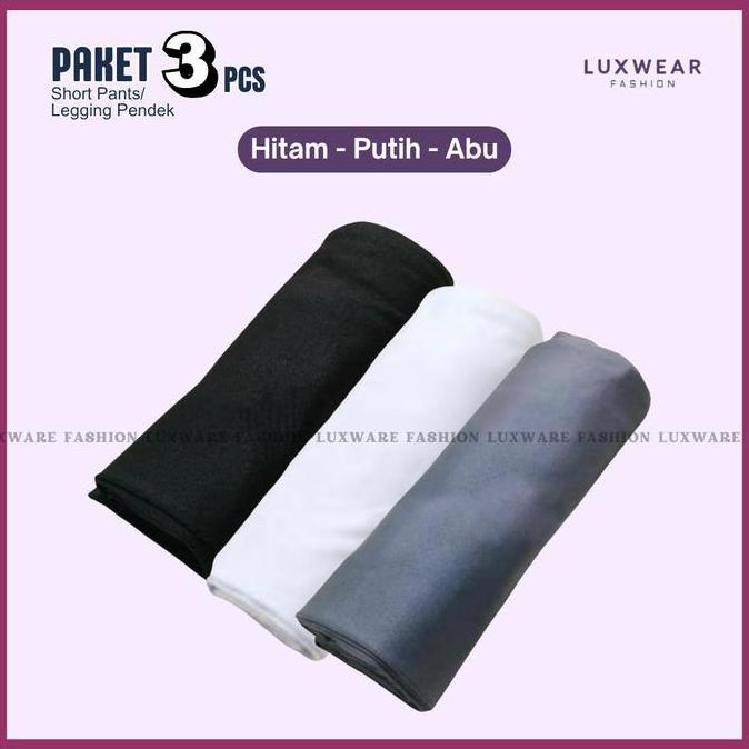 Kirimlangsung- Paket 3 Pcs Hotpants Spandex Wanita Shortpants Polos Dewasa Legging Sepaha Pendek Bah