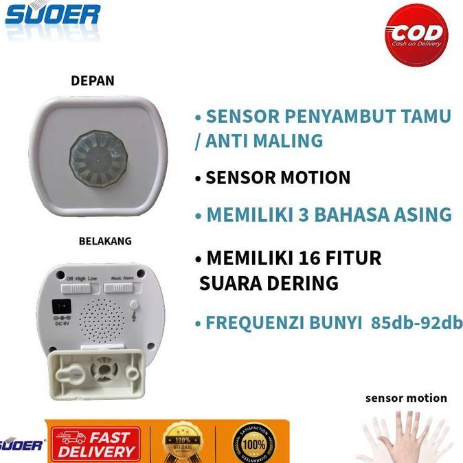 BELL PINTU SENSOR GERAK ALARM PENYAMBUT TAMU SENSOR GERAK ANTI MALING