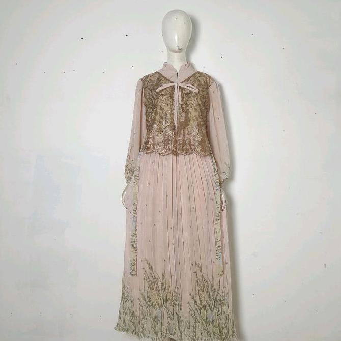 Spesial Gamis Ceruty Dress Wanita Remaja Terbaru Premium Kekinian Rompi Brukat Prisket 2025 Lebaran 