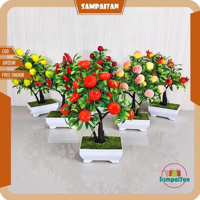 Tanaman Hias Dekorasi Buah Plastik Import Bunga Hias Flower Pohon Buah Mini Dekorasi Rumah Tanaman H