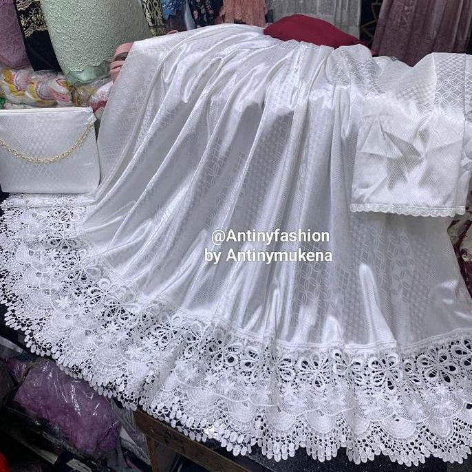 Miliki Mukena Khusus Putih  Cantik Premium/ Mukena Putih Mewah Dan Elegan/ Mukena Sutra Silk Premium