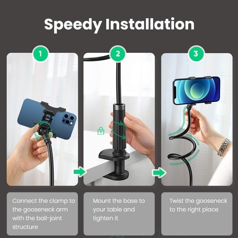 pengiriman cepat Ugreen Holder Tripod Desk Phone Holder 360 Lazypod Video Vlog Stand Hp Panjang Jepi