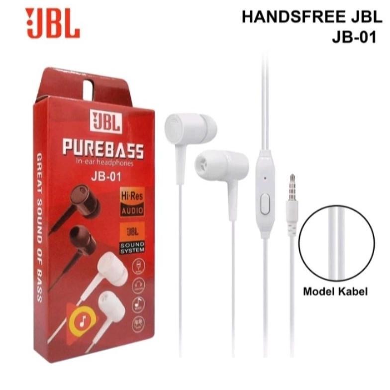 Sale Headshet JBL Purebass JB-01 Hitam Putih Hf Music Audio JB01 Earphone