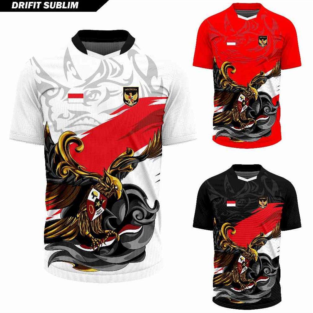 NEW Jersey Olahraga Garuda Merah Putih Baju Futsal Kaos Voli Atasan Badminton Running