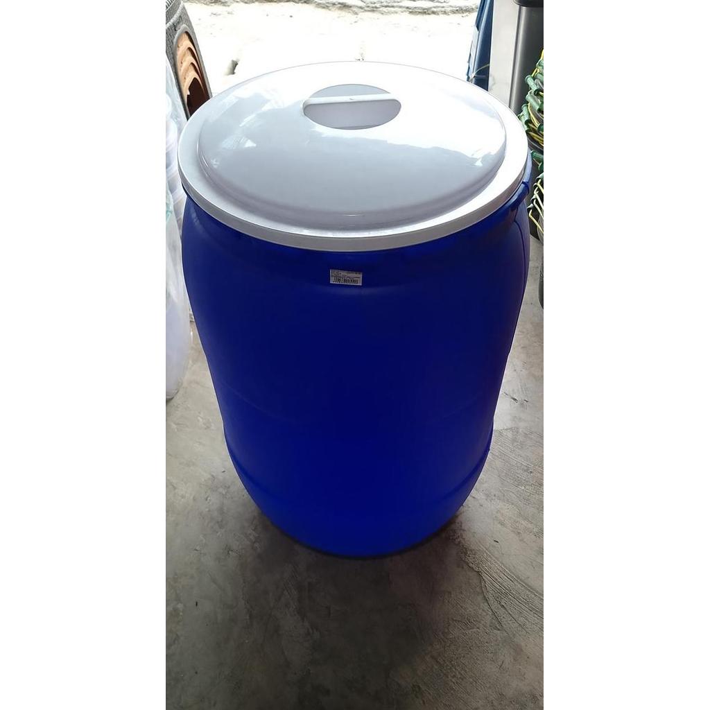 Tong Air Besar 120 Liter BIRU / Tong Air Tutup Plastik Green Leaf 120 Liter Tebal dan Kuat / Tong Pe