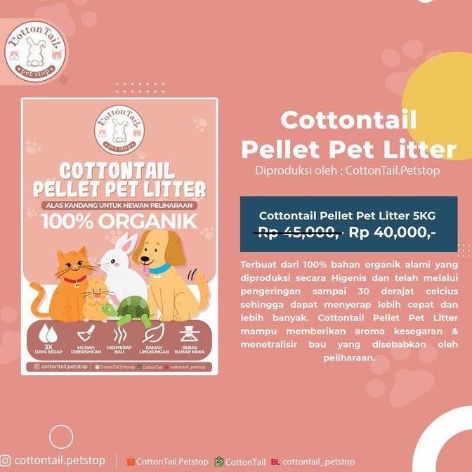 Catbull- Cottontail Pellet Pet Litter - Wood Cottontail Pellet Pet Litter 5Kg