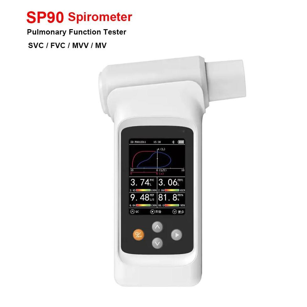 New SP90 Spirometer Pulmonary Function Tester Respiratory Status Spirograph SVC FVC MVV MV Multipara