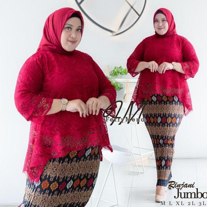 Kebaya Rijani Brukat / Kebaya Brukar Rinjani/ Kebaya Jumbo/ Kebaya Kondangan Dress Setelan Wanita Ba