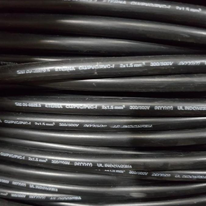 Eterna Kabel Listrik Hitam Serabut / NYYHY 2 x 1.5 mm