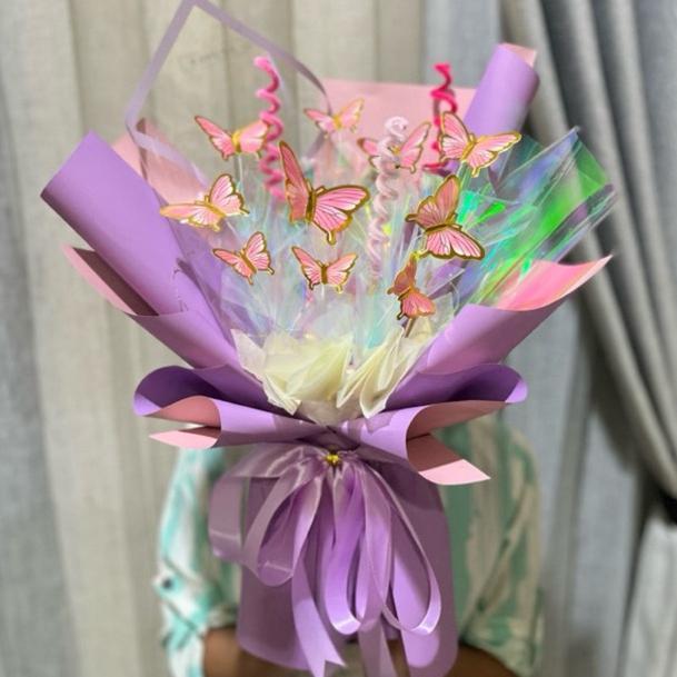 Buket Bunga Kupu Kupu Lampu Led Hadiah Ulang Tahun Wisuda Valentine Grosir