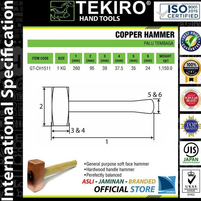 Palu Tembaga 1 kg Martil Godam Bodem - Copper Hammer TEKIRO