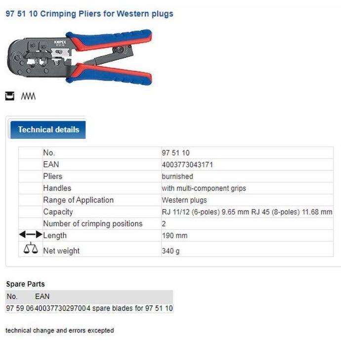 Tang Crimping 97 51 10 KNIPEX Crimping Pliers