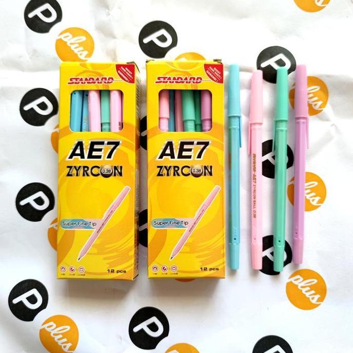 Coretan- Pulpen / Ballpoint Standard Ae7 Zyrcon (Warna Warni)(12Pcs)