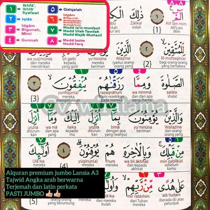 Termurah / Hot Sale Alquran Terjemah Latin Perkata A3 Lansia Jumbo Besar Tajwid Warna