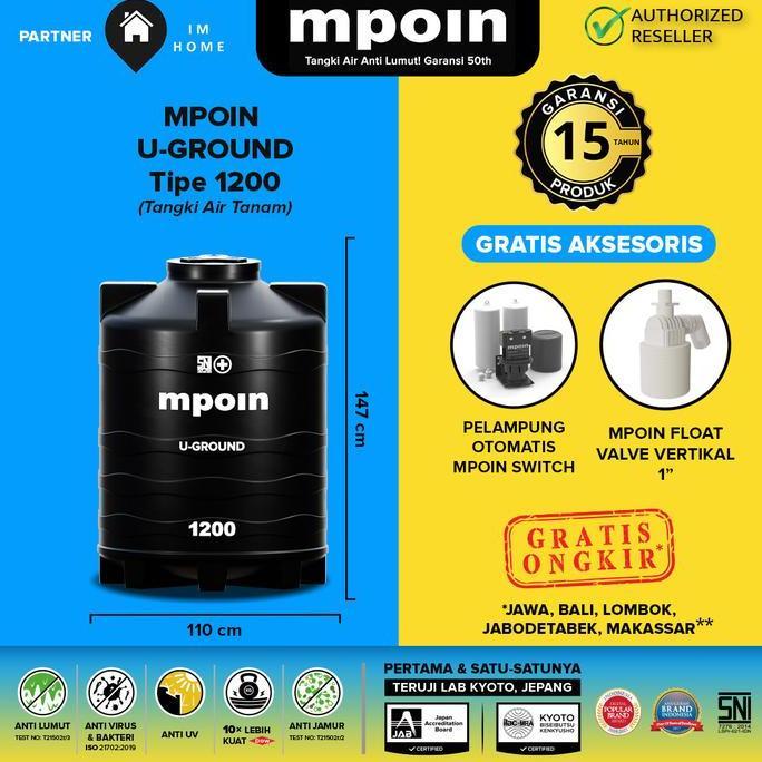 Spesial Tangki / Toren Air Tanam Mpoin U-Ground 1000 Liter Tangki Pendam