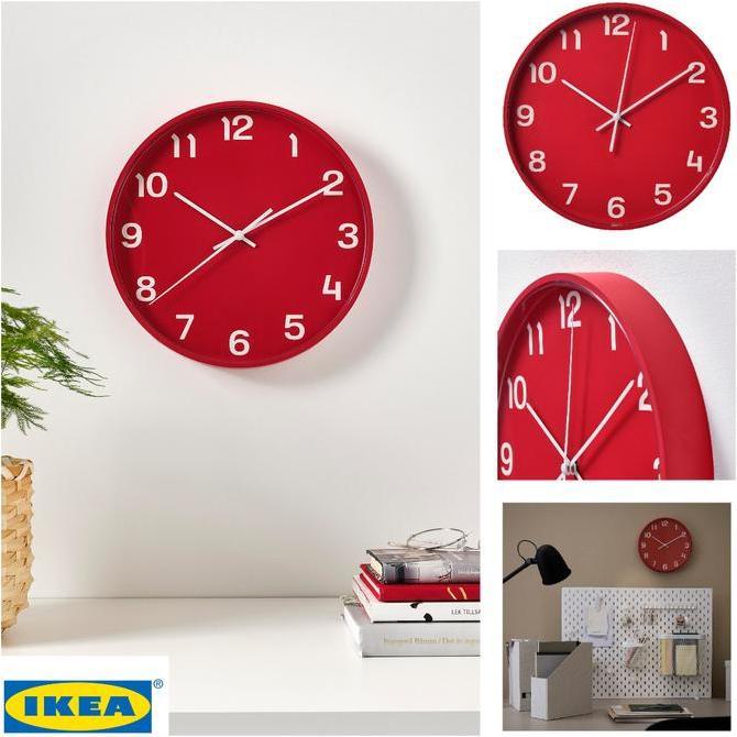 PLUTTIS Jam dinding ikea, voltase rendah/merah, 28 cm