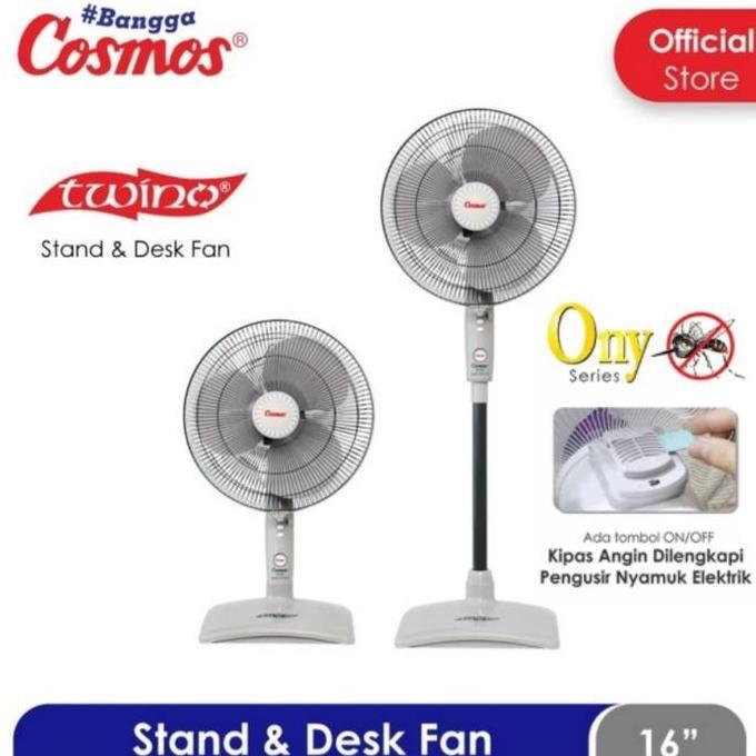 Kipas Angin Berdiri Cosmos 16 SN Ony Anti Nyamuk Stand Fan Twino Desk