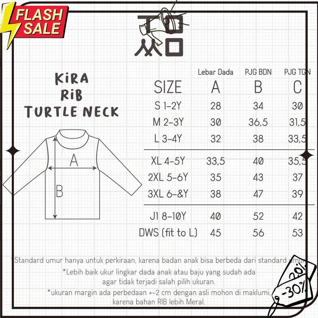 Turtle Neck Kira Rib Anak Kaos Panjang 1-9 Tahun Termurah