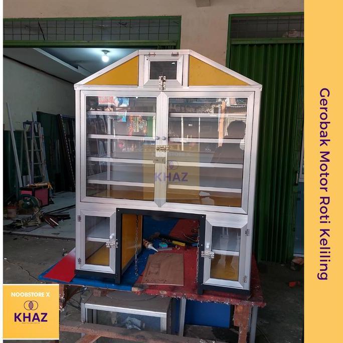 Terlaris Gerobak Motor Jualan Roti / Rombong Motor Jualan Keliling Alumunium