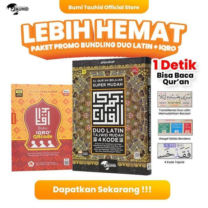 Termurah / Hot Sale Promo Bundling Duo Latin 4 Code A5 + Iqro Qr - Mushaf Alquran Latin Dan Terjemah