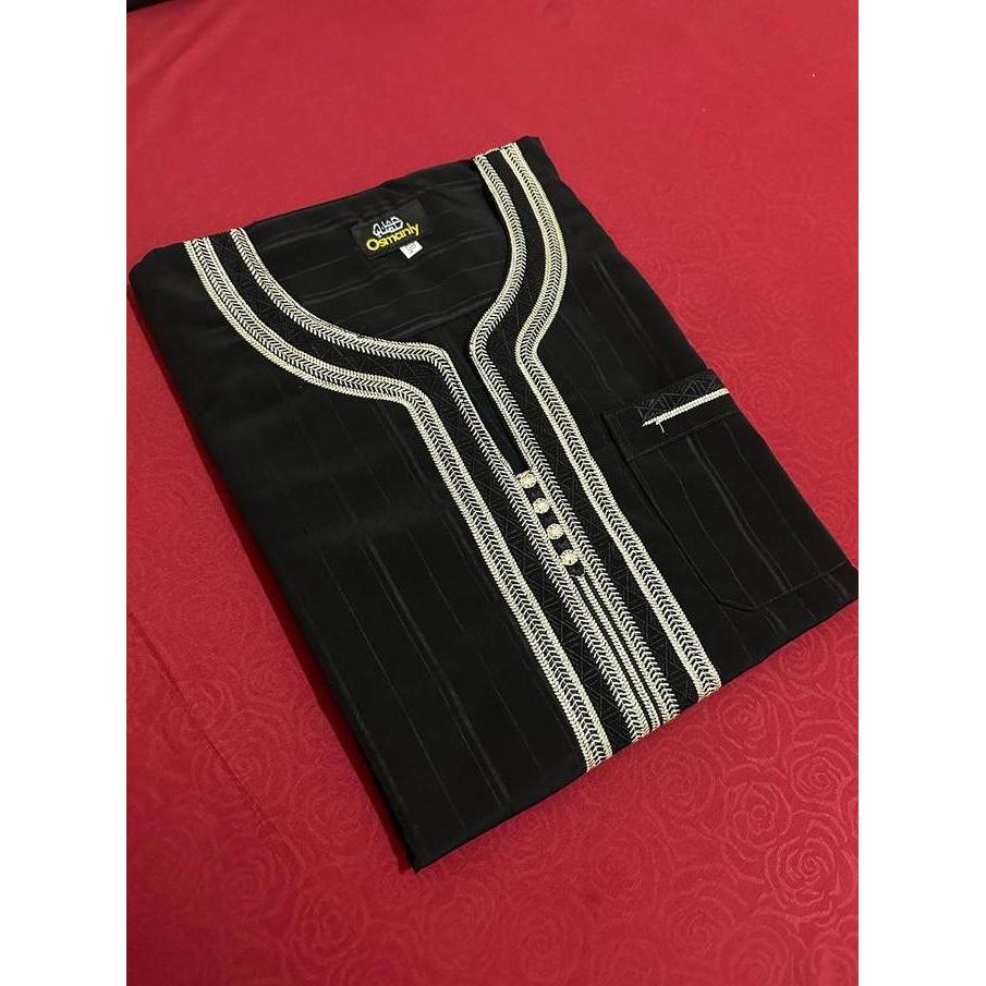 Baju Muslim Jubah Gamis Sultan Motif Dubai Pria Maroko Maroco PM