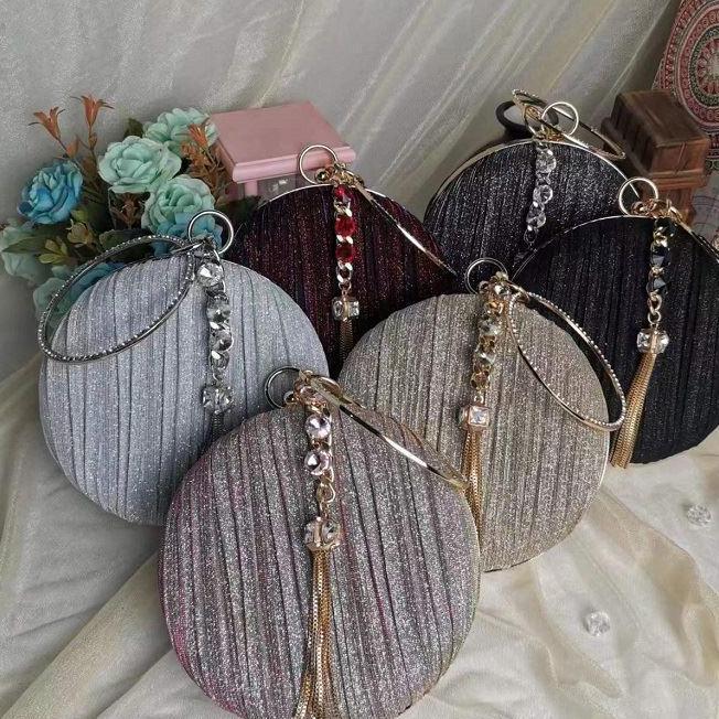 M11956 Clutch Pesta Bulat Tas Kondangan Mewah Elegan Wanita
