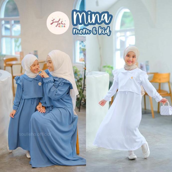 Soulleha Gamis Anak Mina Crinkle Airflow Premium 1-11 Tahun elegan zikra putih pakaian muslim anak p