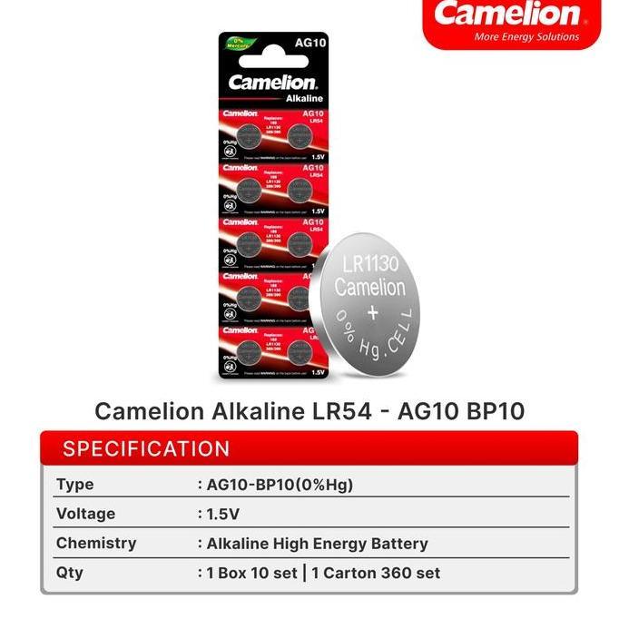 CAMELION BATERAI KANCING ALKAAG10 / LR1130 / LR54 BP10