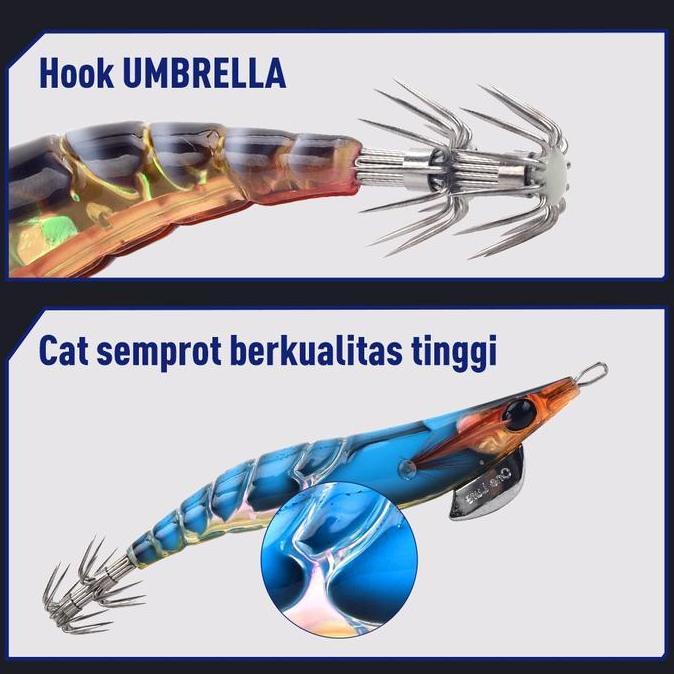 [New] Kingdom EGI SHRIMPER Umpan Pancing Umpan Udang Kaki 2.0 3.0 3.5 Umbrella Hooks