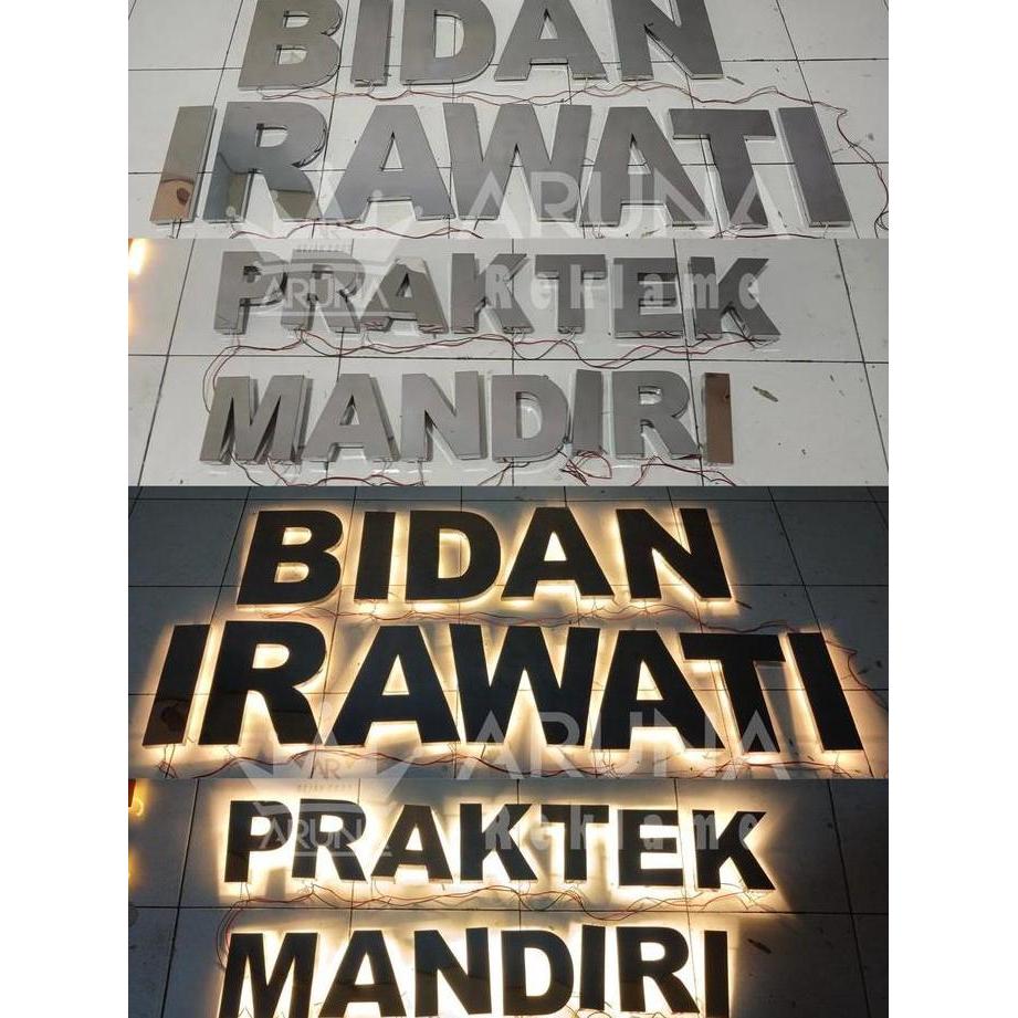 Huruf timbul stainless + led