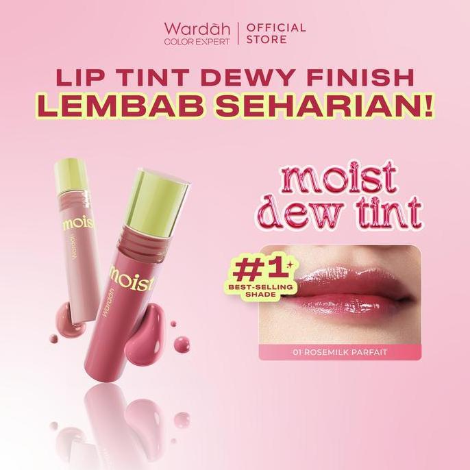 hardikadikaaaa  - wardah lip tint moist dew tint 3 g - bibir lembab - tahan 24 jam - liptint lip sta
