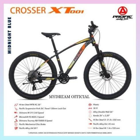 Terlaris Sepeda Gunung 27.5" Inch Mtb Pacific Crosser Xt 001 Shimano 16 Speed,Sepeda Ready Siap Kiri