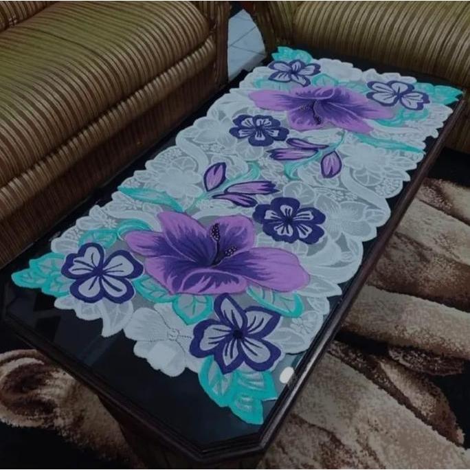 Allbit- Taplak Meja Ruang Tamu / Taplak Meja Tamu Minimalis / Taplak Motif  Bunga Besar Taplak Meja 