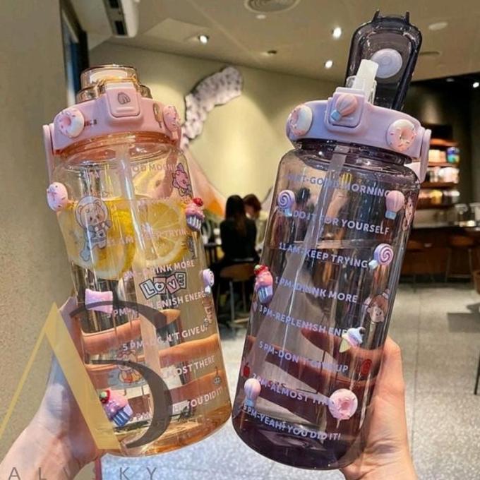 BOTOL MINUM 2 LITER / BOTOL BENING MOTIVASI 2 L / BOTOL MINUM VIRAL