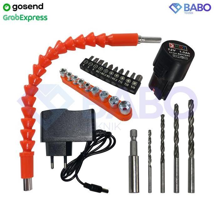 mesin bor baterai cas 12V bor listrik murah 2 baterai bolak balik