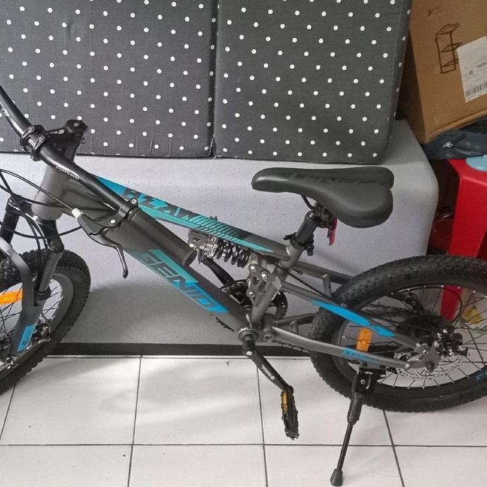 Terlaris Sepeda Gunung Mtb Genio Mk38 20 Inch Full Suspension Untuk Anak Dan Dewasa Warna Abu-Abu Bi