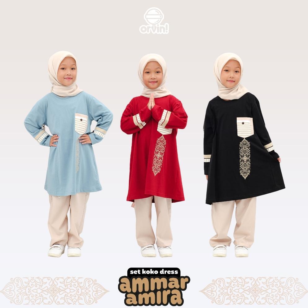 Promo Bulan Ini Orvin Kids Ammar Amira Setelan Koko & Dress Couple Casual Muslim Anak Laki-Laki & Pe