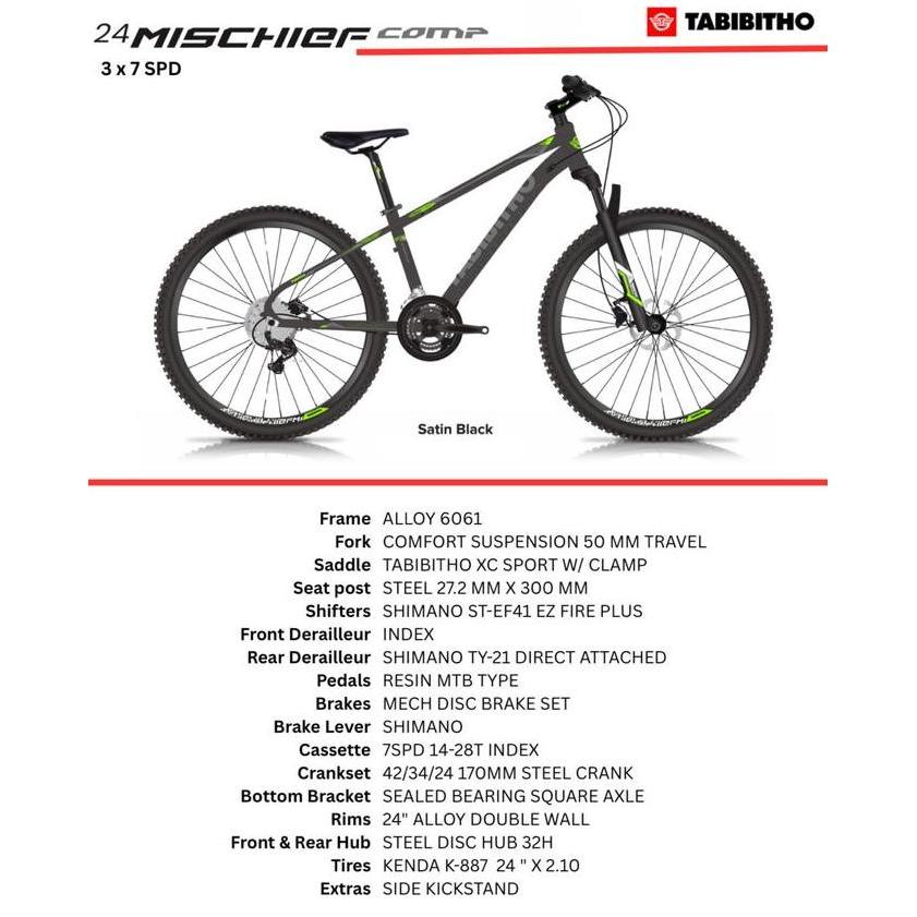 Terlaris Sepeda Gunung Mtb 24 Thrill Tabibitho Mischief Shimano