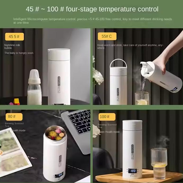 Cuci Gudang Pemanas Air Listrik Portable 500Ml Led Display Stainless Steel 304 Alat Pembuat Susu Por