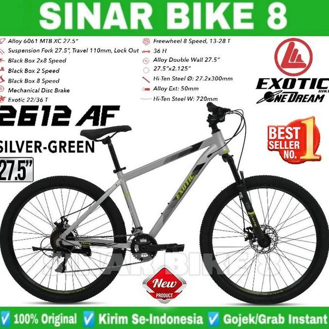 Terlaris Sepeda Gunung Mtb Exotic Et 2612 Af By Pacific Ukuran 27.5 Inch Alloy 2X8 Speed Rem Cakram