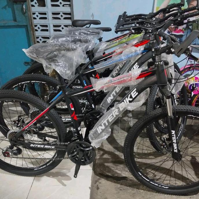 Terlaris Sepeda Gunung Interbike 26 Inch 3X7 Speed Rem Cakram Bonus Rak Botol - Outdoor